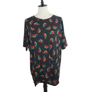 Lularoe Irma Black Pheasant Bird Print Oversized Tunic Size XS